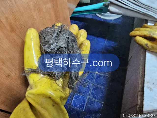 평택하수구 현장 기록 — 바닥 배수구에서 걷어낸 머리카락 뭉치